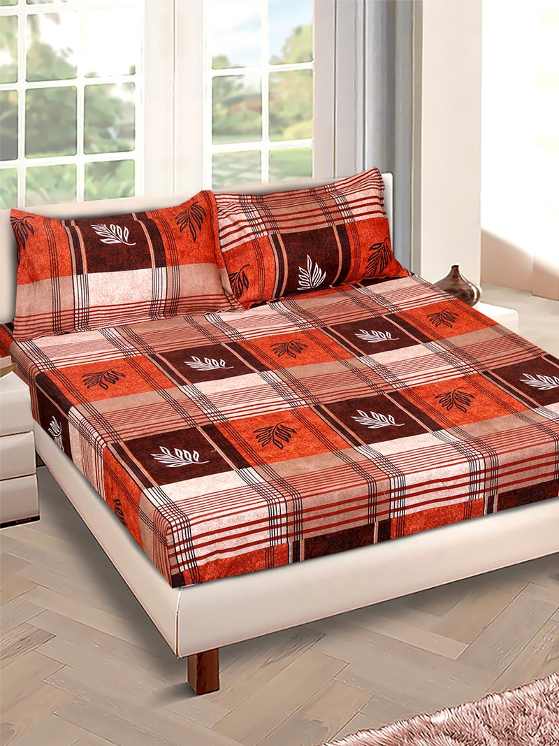 ROMEE Soft Check Printed Microfiber Bedsheet Set for Queen